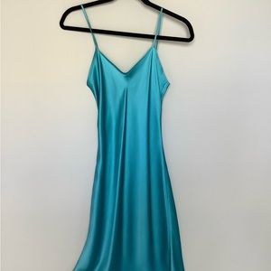 100% silk soft turquoise chemise.